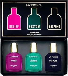 La French Perfume Gift Set for Men 3 x 30 ml | with Belief Bestow Bespoke Perfume | Woody, Citrusy Long Lasting EDP Fragrance Scent | Best Gift Set For Men & Husband