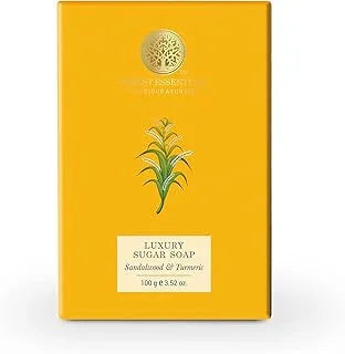 Forest Essentials Sandalwood & Turmeric Soap | Ayurvedic Scented Handmade Bath Soap | Gently Cleanses & Softens Skin | With Natural Oils & Raw Cane Sugar