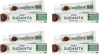 Sri Sri Tattva Sudanta Original Toothpaste - All Natural, Fluoride Free Tooth Paste with Cloves, Cinnamon, Bakul & More - 200g (Pack of 4), for Kids and Adults