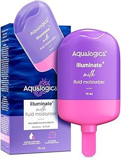 Aqualogica Illuminate + Milk Fluid Moisturizer With Wild Berries & Alpha Arbutin|Lightweight Milk-Like Texture|Evens Skin Tone|48Hr Deep Moisturization I For Oily To Combination Skin|Non Sticky|70 Ml