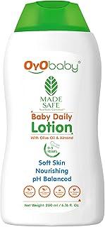 OYO BABY Baby Lotion for New Born Babies - 200ml with Olive Oil & Almond | Gentle Baby Lotion for Baby's Soft Skin | Body Lotion for Kids | Hypoallergenic, No Sulphates, No Parabens