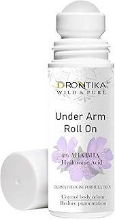 Drontika Wild & Pure UnderArm Roll-On with AHA, BHA, Lactic Acid & Mandelic Acid | Prevents Body Odour, Brightens Skin & Exfoliates Underarm | For Sensitive Skin | Aqua Fragrance | Alcohol Free - 50ml