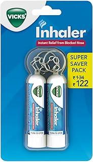 Vicks Inhaler, Portable Nasal Inhaler, Non-Medicated, Soothing Vapors to Breathe Easy, Menthol Scent, 2 Inhalers