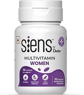 Siens By Dabur Multivitamin for Women-30 capsules | 32 nutrients to support Overall Health, Energy, Hormonal balance & Joint Health, 1 count