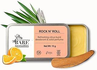 Bare Necessities Rock n Roll Solid Deodorant | Prevents Body Odour | Natural Citrus Fragrance | No Aluminium, Alcohol, Paraben-free | Travel Mini Size Deodorant for Women - 15g