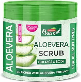 BEE ONE Aloevera Scrub For Face & Body 500ml | Deeply Nourishes & Removes Impurities For Glowing Skin | Perfect For Blackhead Removal | Enriched With Aloevera | 500ml Value Pack |