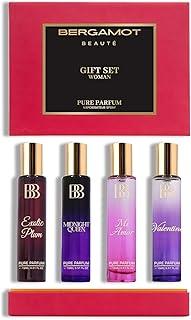 Bergamot Beaute Pure Perfume Gift Set for Women Pack of 4 x 15 ml | VALENTINE, EXOTIC PLUM, MI AMOR, MIDNIGHT QUEEN 2x Long Lasting than Eau De Parfum