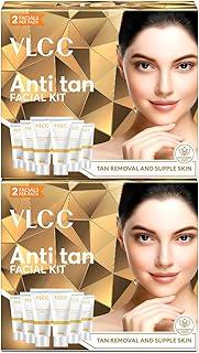 VLCC Anti Tan Facial Kit - 60g X 2 (Pack of 2) | Power of 25 Vital Ingredients | Fights Sun Tan, Dark Spots, and Sun Spots | Even Nourishes and Protects Skin from UV Rays.