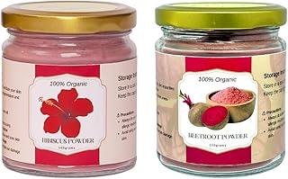 Hibiscus Powder & Beetroot Powder,100g+100g(200g) Natural Blush Glow,Pigmentation Control & Skin Rejuvenation,Youthful & Even-Toned Skin – 100% Pure, Organic & Chemical-Free