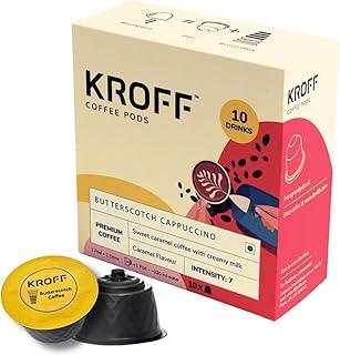 KROFF Butterscotch Cappuccino Coffee Pods | Sweet Caramel Coffee with Creamy Milk | 10 Pods Per Box | Dolce Gusto Compatible