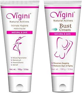 Vigini Natural Actives Body Massage Cream & Feminine Private Parts Hygiene Deodorant Intimate Lightening Gel Wash Able For Women No Added Colors Washable Maintains pH 3.5 Sulphate Paraben Free 200ml