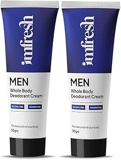 imfresh Men Deodorant Cream For Whole body & Underarms Area | Unique & Fresh Long Lasting Fragrance | Whole Body Odour Protection | Helps Reduce Pigmentation & Dark Spots | Alcohol-Free | Natural Ingredients 50gm (Pack of 2)