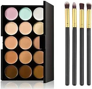 ClubBeauty Professional Waterproof 15 Colors Contour Highlight Makeup Concealer Palette With 4 Pcs Brush Set