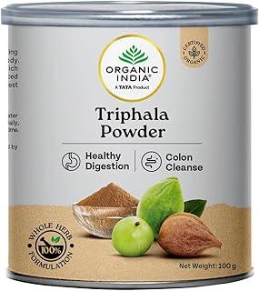 A TATA Product - Organic India Triphala Powder - 100g, Supports Immune System, Colon & Digestion, For Balanced Bowel & Gut Health, Contains Bioactives and Antioxidants, GMP & NPOP Certified Organic