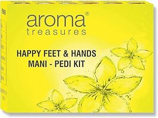 Aroma Treasures Happy Feet and Hands Manicure pedicure kit contains Cuticle cream, Footh wash, Lavender salt, Scrub, Foot mask (One time use kit)