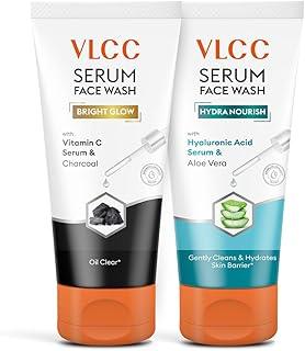 VLCC Vitamin C & Charcoal Serum Facewash - 150 ml for Oil Control & Brightening for AM | with Free Hyaluronic Acid & Aloe Vera Serum Facewash - 150 ml to Strengthen Skin Barrier for PM (B1G1)