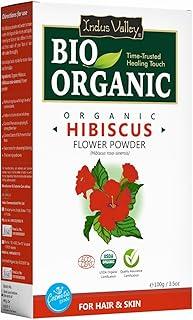 INDUS VALLEY Bio Organic Hibiscus Flower Powder for Face Pack and Hair Mask, Natural Pure Hibiscus Rosa-Sinensis Hair & Skin Care, Gudhal Ka Phool Powder For Dull Hair & Dry Scalp - 100g