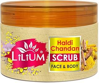 Lilium Haldi Chandan Face & Body Scrub, 250g, With Turmeric Oil & Sandalwood Oil To Feel Fresh Smoothness