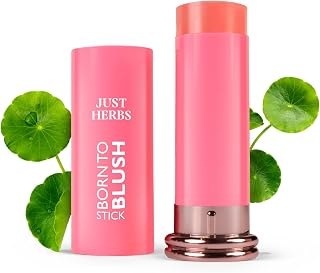 Just Herbs Dewy Glow Blush Stick | Shea Butter & Cica | For Eyes Cheeks and Lips | Makeup for Women | Peach Born- 14g