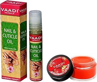 VAADI HERBALS Nail and Cuticle Oil with Jojoba Oil, 10ml & Lip Balm, Strawberry and Honey, 10g