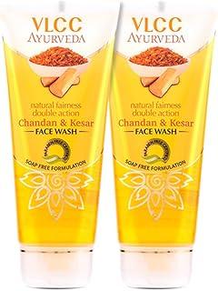 VLCC Ayurveda Natural Fairness Chandan & Kesar Face Wash - 100ml X 2 (Pack of 2) | Complexion Brightening Everyday Facewash | Saffron for Anti-Ageing Benefits | Ayurvedic Facewash for All Skin Types