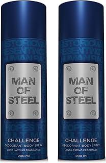 MAN OF STEEL Challenge Deodorant Body Spray - 200ML Each (Pack of 2)