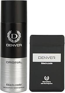 DENVER Black Code Deo -150ML & Black code Pocket Perfume - 18ML (Combo Pack of 2)| Long Lasting Deodorant Spray For Men