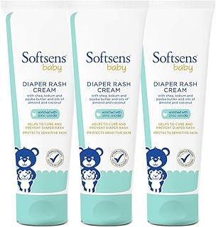Softsens Baby Natural Diaper | Nappy Rash Cream, Enriched With Aloe Vera Juice and Shea Butter 50 g (Pack of 3)