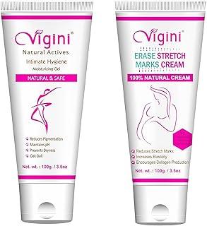Vigini Stretch Marks Scar Removal Oil Cream During After Pregnancy Delivery & Feminine Private Parts Hygiene Intimate Lightening Gel Wash Able Reduces Itching Dryness Washable Moisturizer For Women 200ml