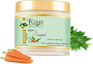 Kaya Herbal Product Ayurvedic Neem & Carrot Facial Scrub For Oily Skin Help In Glow, Softness & Dullness Of The Skin | Clears Complexion & Brings Youthful Look - Face Scrub For Men & Women - 100 Gm