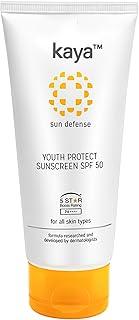 Kaya Youth Protect Sunscreen SPF 50 PA++++ | Niacinamide, Polyglutamic Acid | Dermatologist-Developed | 22 Years Expertise | Anti-Aging, Hydrating, Broad Spectrum Protection | 50ml