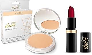 Iba Halal Care Pure Lips Moisturizing Lipstick Shade, A65 Ruby Touch, 4g & Iba Halal Care Perfect Look Long Wear Mattifying Compact, Snow White, 9 g