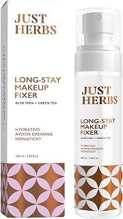 Just Herbs Long Stay Non Sticky Makeup Fixer, Setting Spray for Face Makeup with Aloevera and Green Tea 100 ml Pack of 3