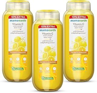 Mamaearth Vitamin C Moisturizing Body Wash with Vitamin C & Refreshing Lemon Scent for Skin Illumination- 275ml | Deeply Cleanses | Intensely Moisturizes | Long-Lasting Fragrance | Radiant Glow | All Skin Types (Pack of 3)