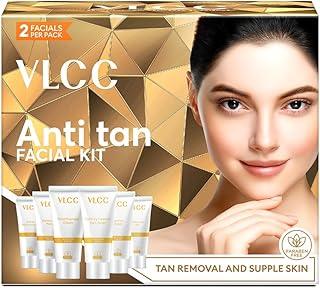 VLCC Anti Tan Facial Kit - 60 g | Power of 25 Vital Ingredients | Fights Sun Tan, Dark Spots, and Sun Spots | Even Nourishes and Protects Skin from UV Rays.