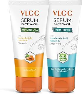 VLCC Salicylic Acid & Turmeric Serum Facewash - 150 ml to Reduce Acne for AM | with Free Hyaluronic Acid & Aloe Vera Serum Facewash - 150 ml to Strengthen Skin Barrier for PM (B1G1)