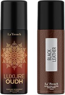 La French Luxure Oud & Black Leather Deodorant Spray Combo Pack of 2 Deodorant Spray - For Men & Women (Pack of 2) 300 ml