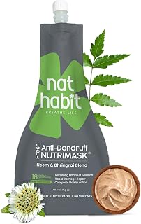 Nat Habit Neem Bhringraj Fresh Hair Mask For Hair Smoothening For Dry, Frizzy Hair - 40g (Pack Of 1)