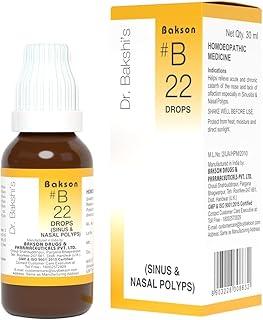 Dr. Bakshi's BAKSON'S HOMOEOPATHY # B 22 Sinus Drops | Help Relieve Thick/Watery Discharge From Nose, Recurrent Sneezing and Stuffy Nose | Helps With Inflammation Of The Nasal Passages, 30 ml