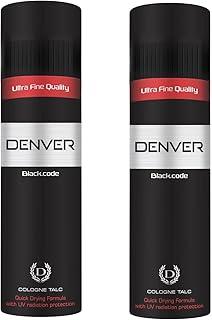 DENVER Black Code Talcum Powder 300GM Each - (Pack of 2) | Scented Talc for Men