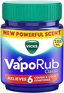 Vicks Vaporub Relief From Cold, Cough, Blocked Nose, Headache, Body ache, Muscular stiffness and Breathing difficulty, 105ml