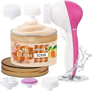 Lilium Vitamin C Face & Body Scrub, 250g with Multifunction 5in1 Massager