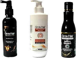 Grow Hair Advanced Hair Care Set | Anti-Hairfall Shampoo(250 ml), Hair Growth Serum (60 ml), Advance Hair Oil (100 ml) | For Hair Growth & Rejuvenation
