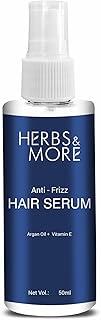 Herbs & More Anti-Frizz Hair Serum with Argan Oil & Vitamin E - Smoothens Frizz, Repairs Damage, and Adds Shine, 50 ml