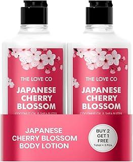 THE LOVE CO. Japanese Cherry Blossom Body Lotion | Deep Moisturizing Cream for Dry Skin | Enriched with Shea Butter & Vitamin E | Hydrating Body Moisturizer for Women & Men | 250ml (Buy 2 Get 1 Free)