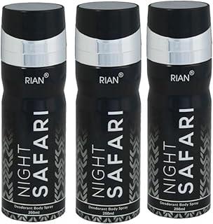 RIAN Night Safari Deodorant Body Spray - 200ml Set of 3