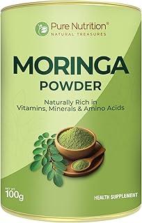 Pure Nutrition Moringa Powder, 100gm | Helps in weight management | Reduces stress levels | Improves immunity and energy levels | Packed with vitamins, minerals and amino acids