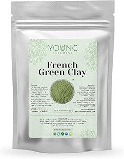 Young Chemist's French Green Clay Vegan and Organic with Anti-inflammatory Properties for for Body, Face and Hair (All Skin Type, Powder Form, Green, 100 grams)