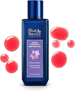 Blue Nectar Shubhr Kumkumadi Body Oil for Glowing Skin | Ayurvedic Moisturizing Body Oil After Bath for Daily Use for Even