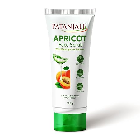Patanjali Apricot Face Scrub 100g, Natural Skin Care Scrub for Glowing Skin Removes Dirt O